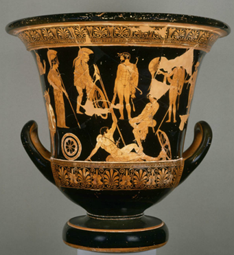 Peintre des Niobides, Cratère en calice à figures rouges, vers 460-450 av. J.-C., H. 54 cm ; D. 56 cm, Paris, Musée du Louvre / <https://www.louvre.fr/oeuvre-notices >